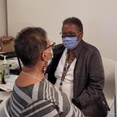 Registered Nurse, Martha Brown, administered the COVID-19 vaccine to Maxine Farmer during the Black Health and Wellness Clinic in Dartmouth on December 16. 