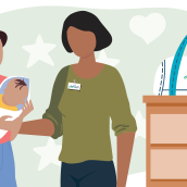 Nurse with mom and baby at home