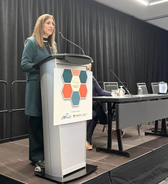 Health Services Manager and Conference co-chair, Janelle Richer kicks off the day while three of a total 12 presenters this year, Erica Maynard, Kim Hill, and Dr. Paige Moorhouse shared inspiring sessions on delirium recognition, goals of care, and MAiD in long-term care.
