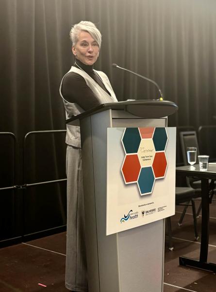 Health Services Manager and Conference co-chair, Janelle Richer kicks off the day while three of a total 12 presenters this year, Erica Maynard, Kim Hill, and Dr. Paige Moorhouse shared inspiring sessions on delirium recognition, goals of care, and MAiD in long-term care.