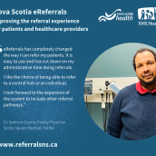 Picture of Dr. Samson Ezomo and his feedback on Nova Scotia's electronic referral tool 