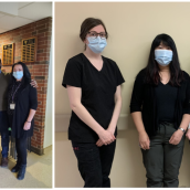 Photo of healthcare workers wearing masks and standing together.