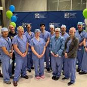 Dartmouth General Hospital team members are pictured with the Dartmouth East MLA, the CEO of the hospital foundation and other leaders. 