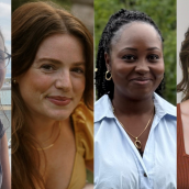 Picture of 4 women in separate images together in a collage smiling.
