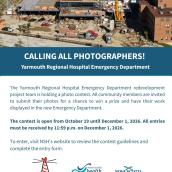 Image of a construction site of a large building. Followed by information of a photo contest.