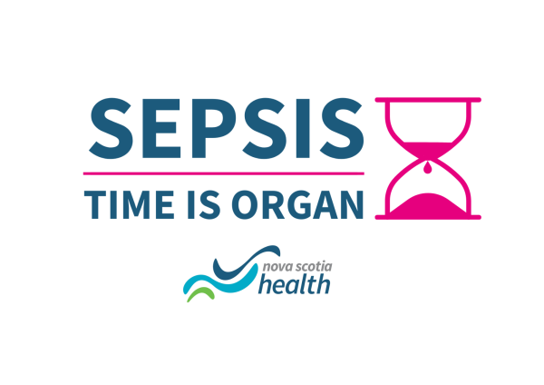 Time is Organ. Nova Scotia Health logo with an hourglass icon in pink, symbolizing urgency.