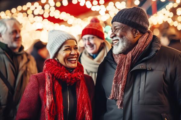 People enjoying an outdoor event in the winter