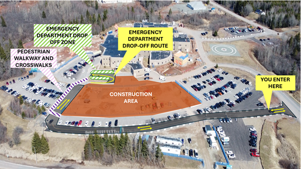 Map showing new route to Cumberland Regional Health Care Centre