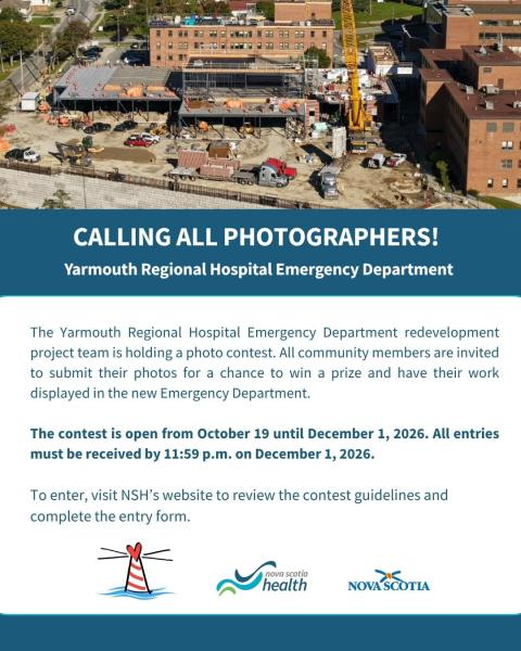 Image of a construction site of a large building. Followed by information of a photo contest.